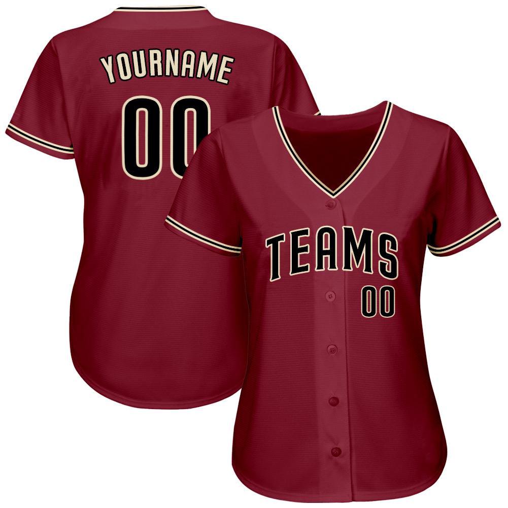 Custom Crimson Black-City Cream Authentic Baseball Jersey view 2