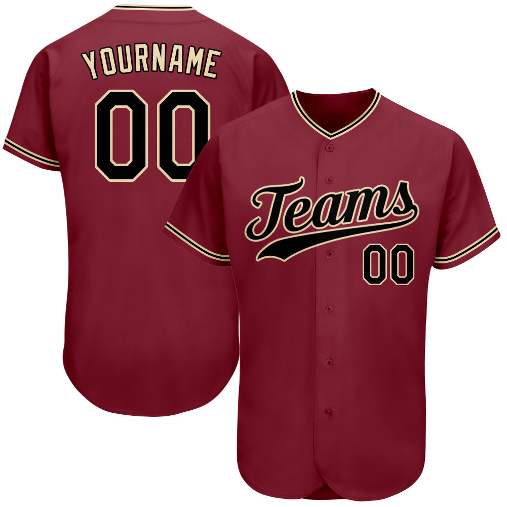 Custom Crimson Black-City Cream Authentic Baseball Jersey - Main View
