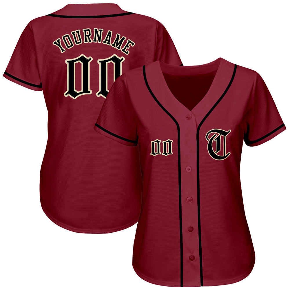 Custom Crimson Black-City Cream Authentic Baseball Jersey view 2