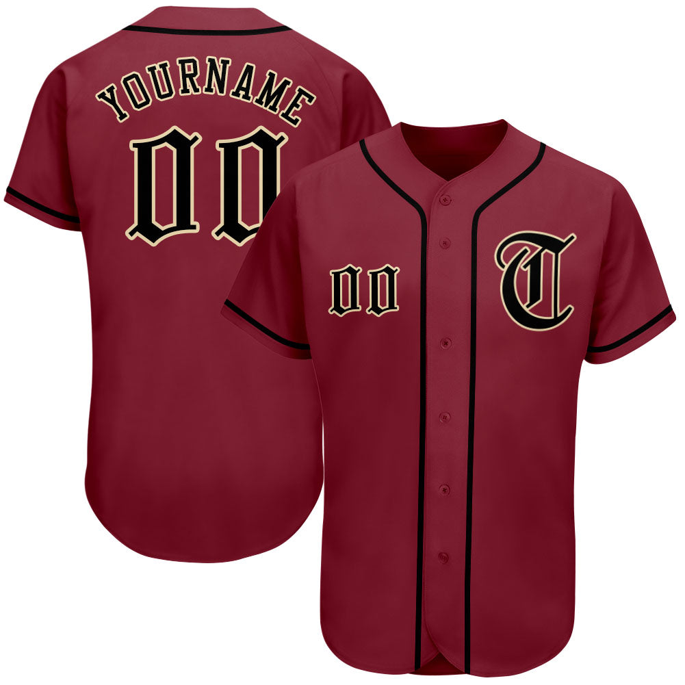 Custom Crimson Black-City Cream Authentic Baseball Jersey - Main View