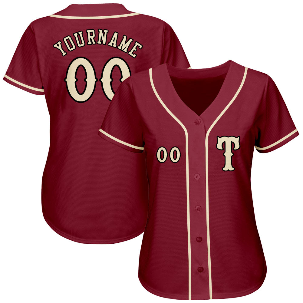 Custom Crimson City Cream-Black Authentic Baseball Jersey view 2
