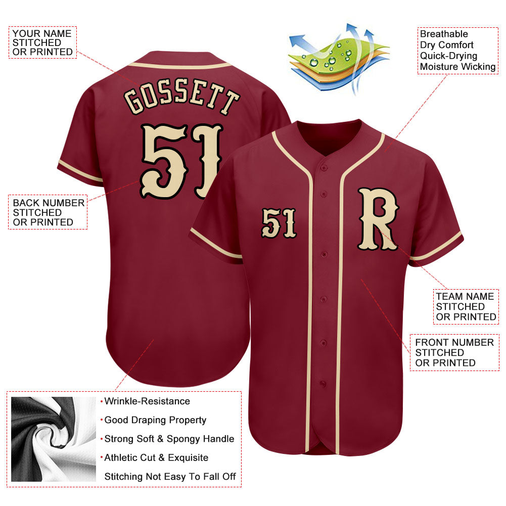 Custom Crimson City Cream-Black Authentic Baseball Jersey view 3