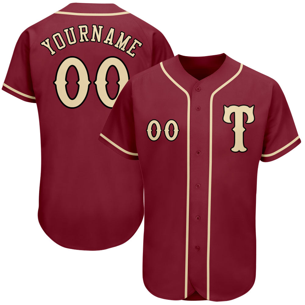 Custom Crimson City Cream-Black Authentic Baseball Jersey - Main View