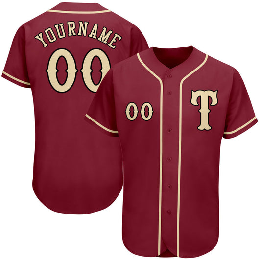 Custom Crimson City Cream-Black Authentic Baseball Jersey - Main View