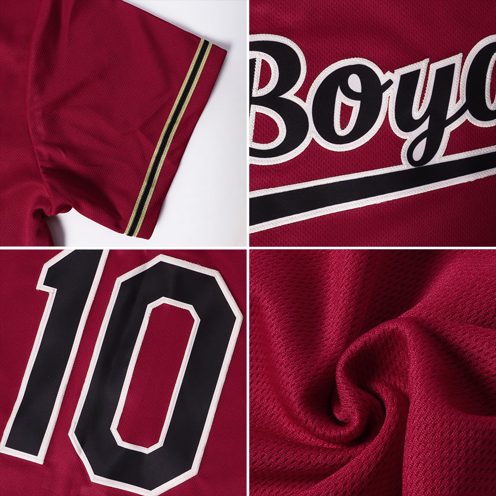 Custom Crimson Black-City Cream Authentic Throwback Rib-Knit Baseball Jersey Shirt view 7