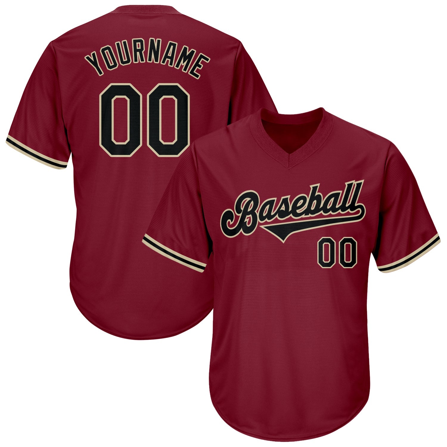 Custom Crimson Black-City Cream Authentic Throwback Rib-Knit Baseball Jersey Shirt - Main View