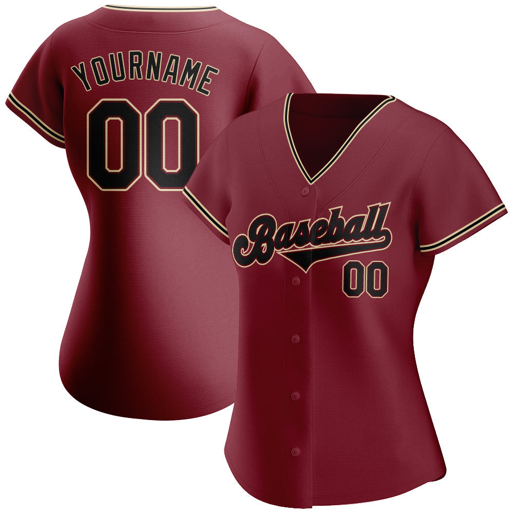 Custom Crimson Black-City Cream Authentic Baseball Jersey view 2