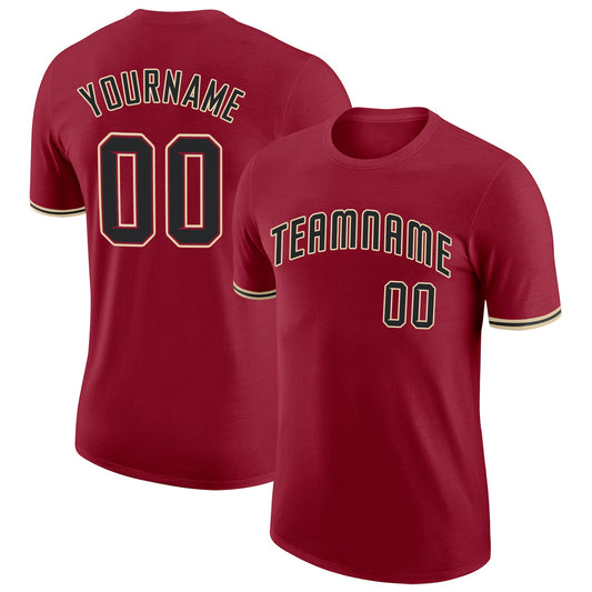 Custom Crimson Black-City Cream Performance T-Shirt - Main View