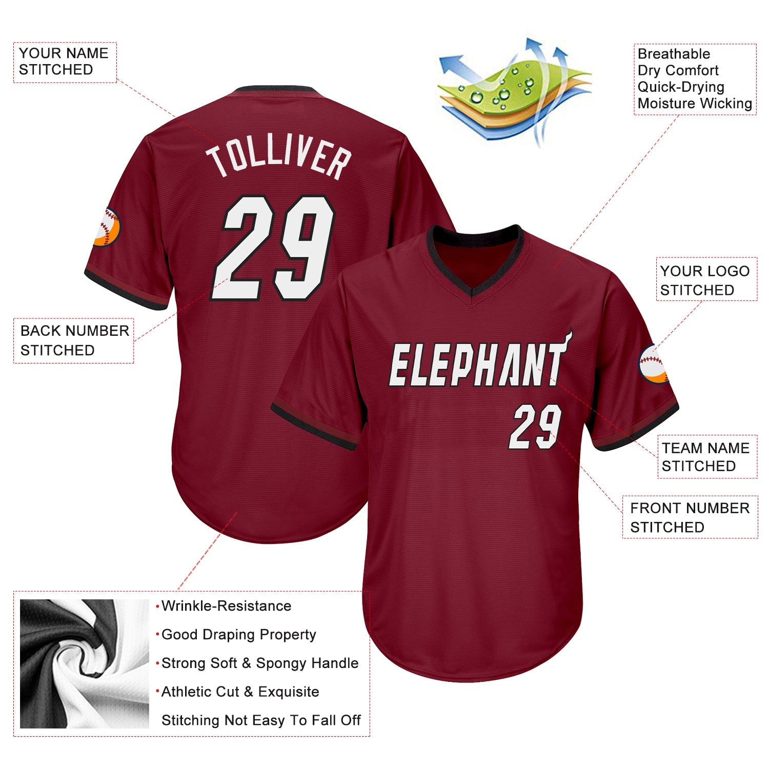 Custom Crimson White-Black Authentic Throwback Rib-Knit Baseball Jersey Shirt view 4