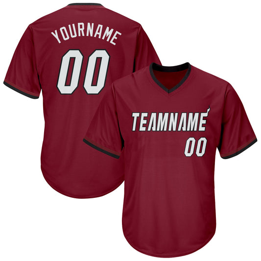 Custom Crimson White-Black Authentic Throwback Rib-Knit Baseball Jersey Shirt - Main View