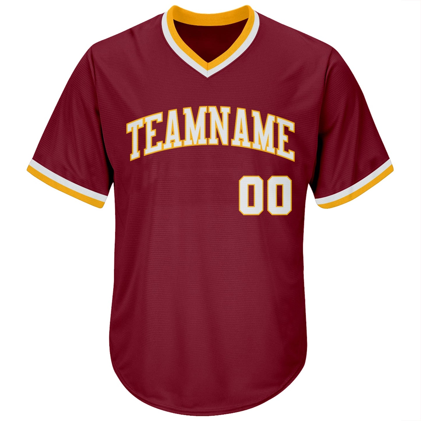 Custom Crimson White-Gold Authentic Throwback Rib-Knit Baseball Jersey Shirt view 2