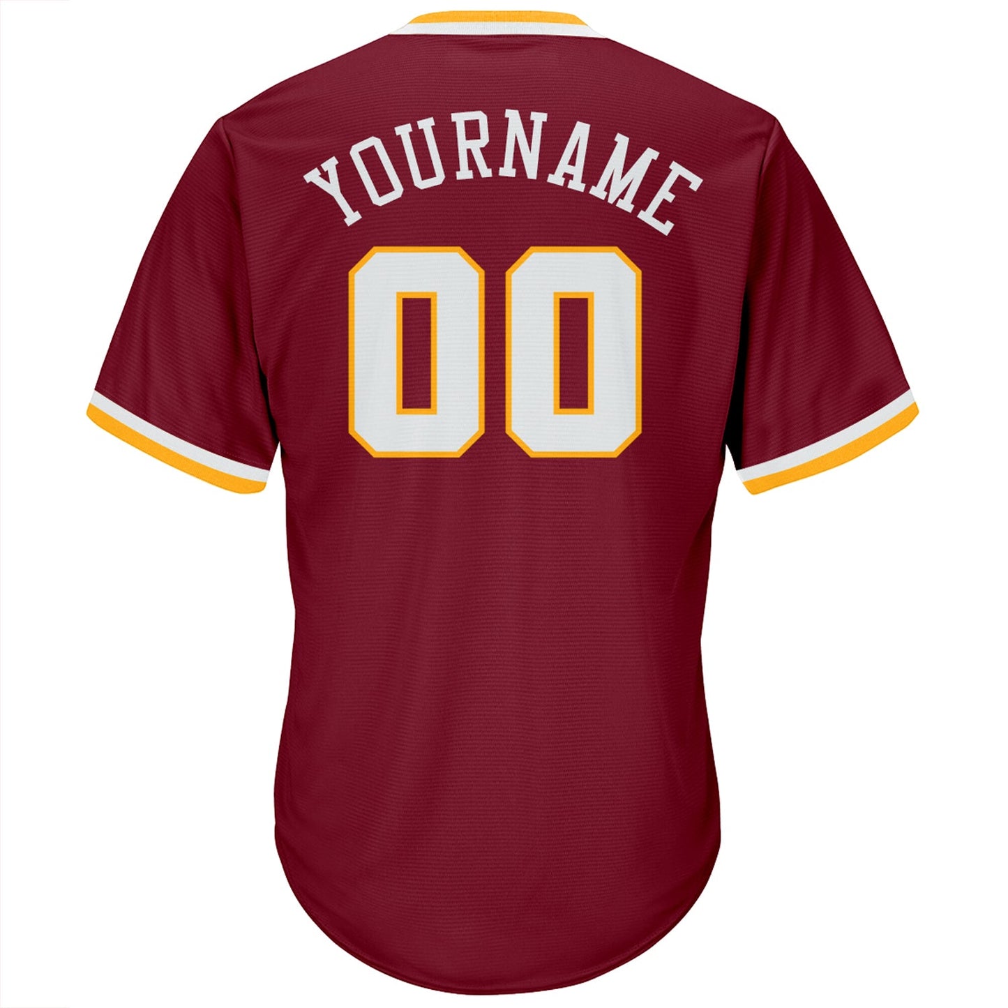 Custom Crimson White-Gold Authentic Throwback Rib-Knit Baseball Jersey Shirt view 3
