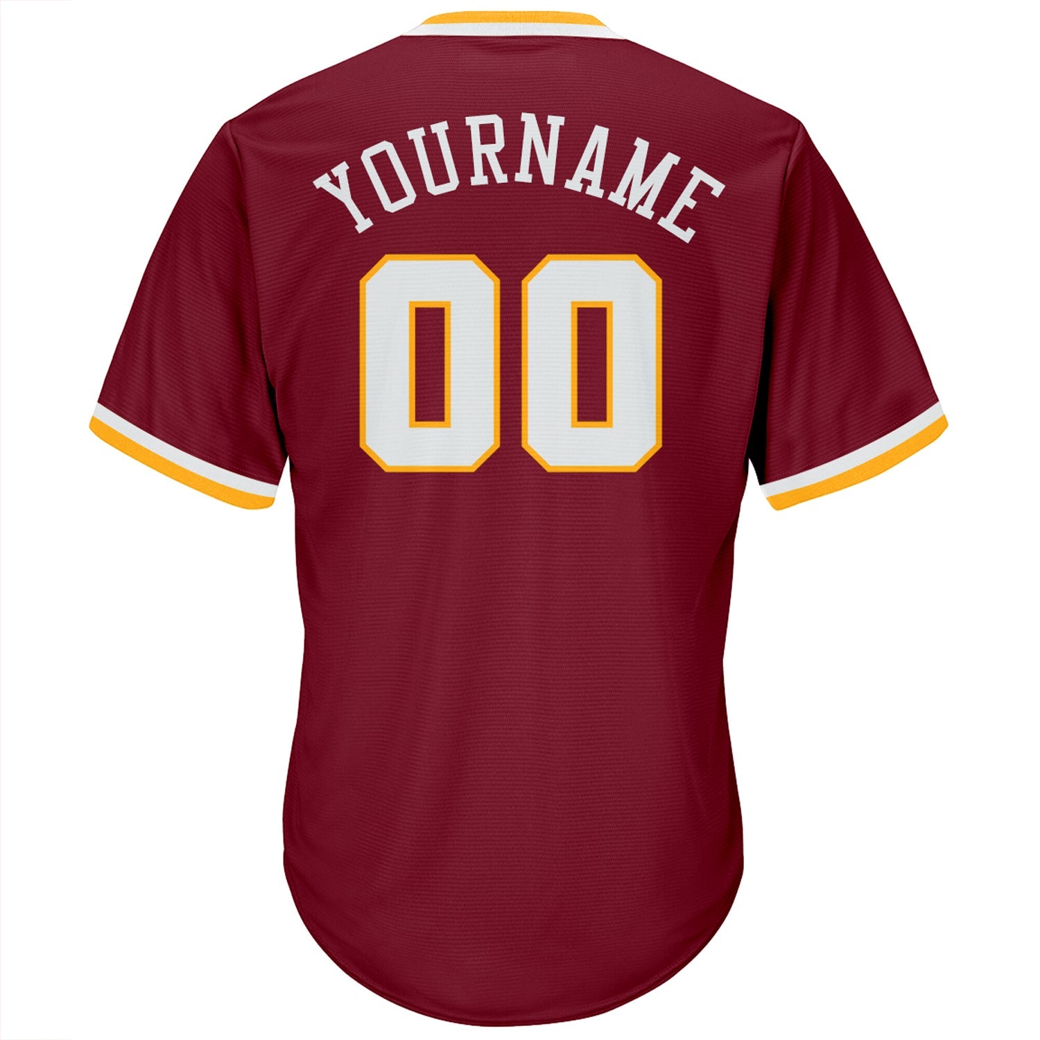 Custom Crimson White-Gold Authentic Throwback Rib-Knit Baseball Jersey Shirt view 3