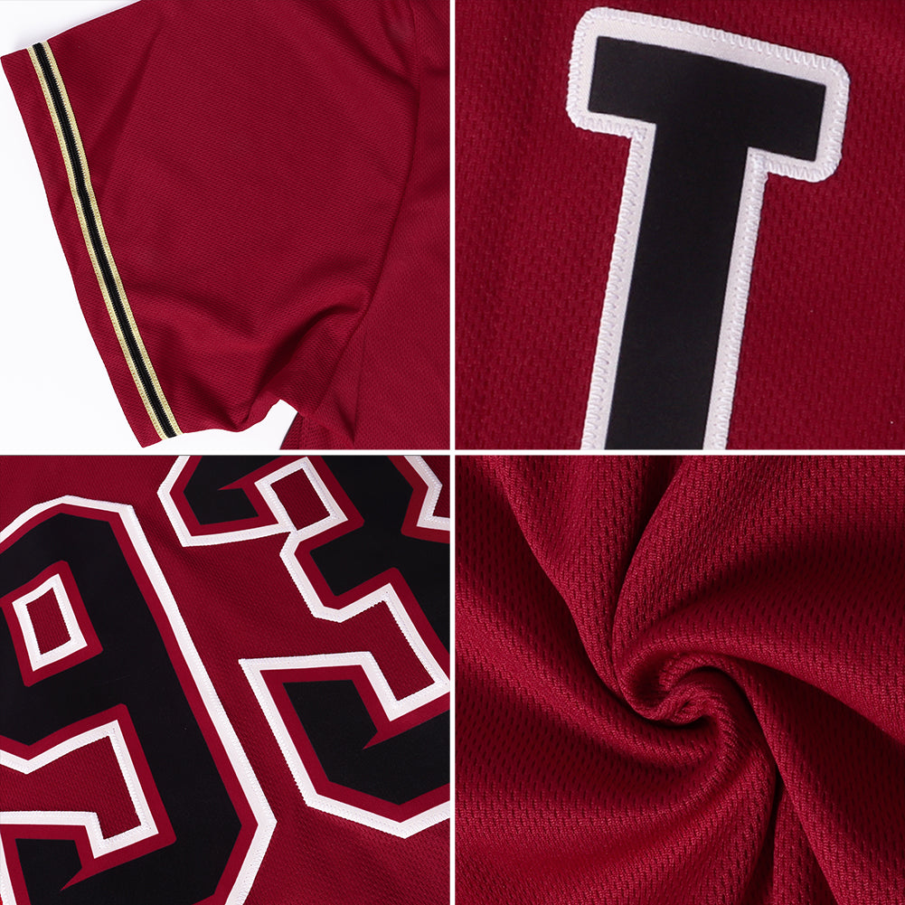 Custom Crimson Navy-Gold Authentic Baseball Jersey view 6