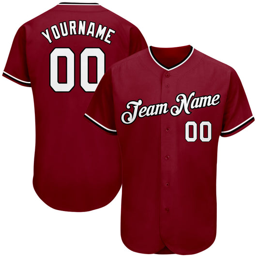 Custom Crimson White-Black Authentic Baseball Jersey - Main View