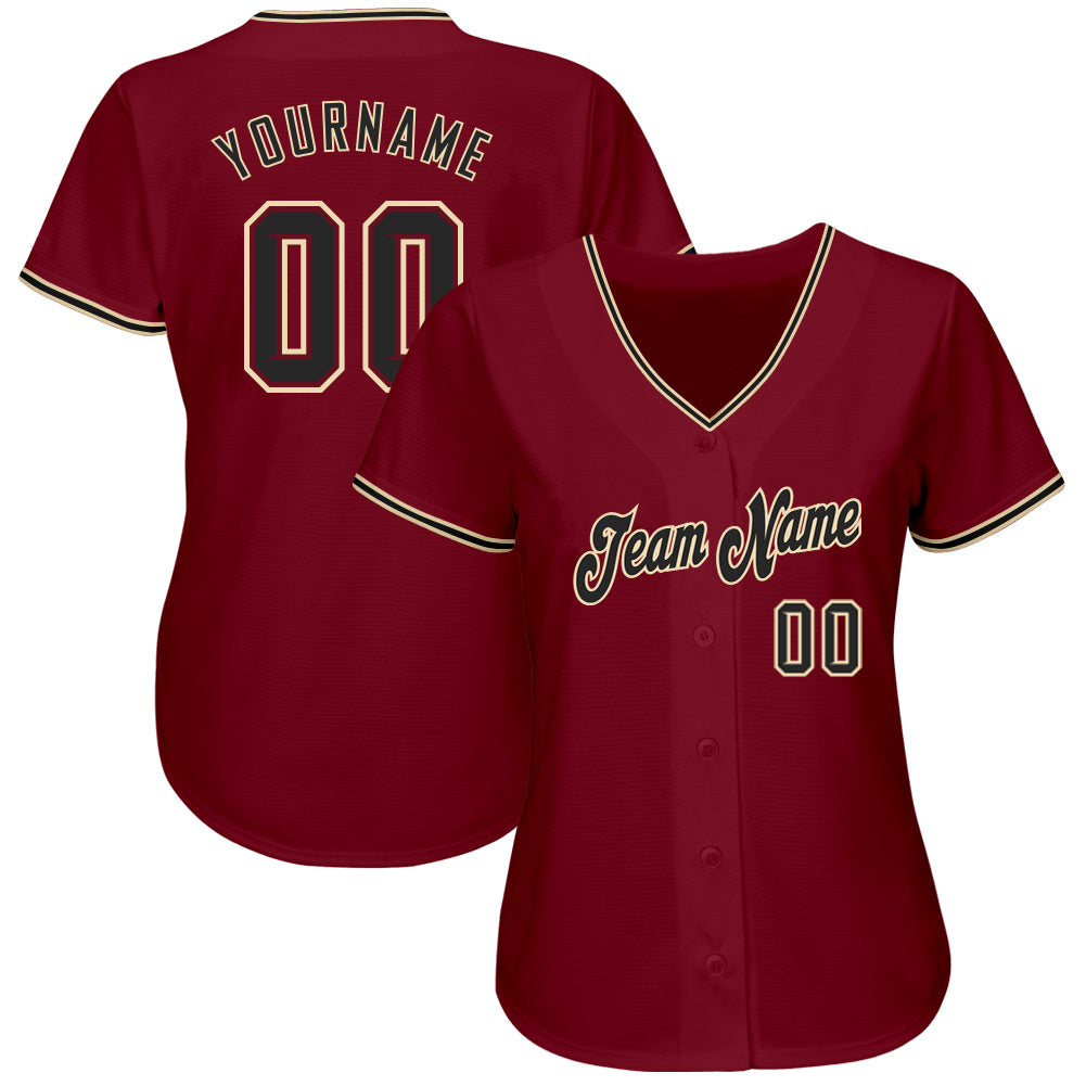 Custom Crimson Black-City Cream Authentic Baseball Jersey view 2