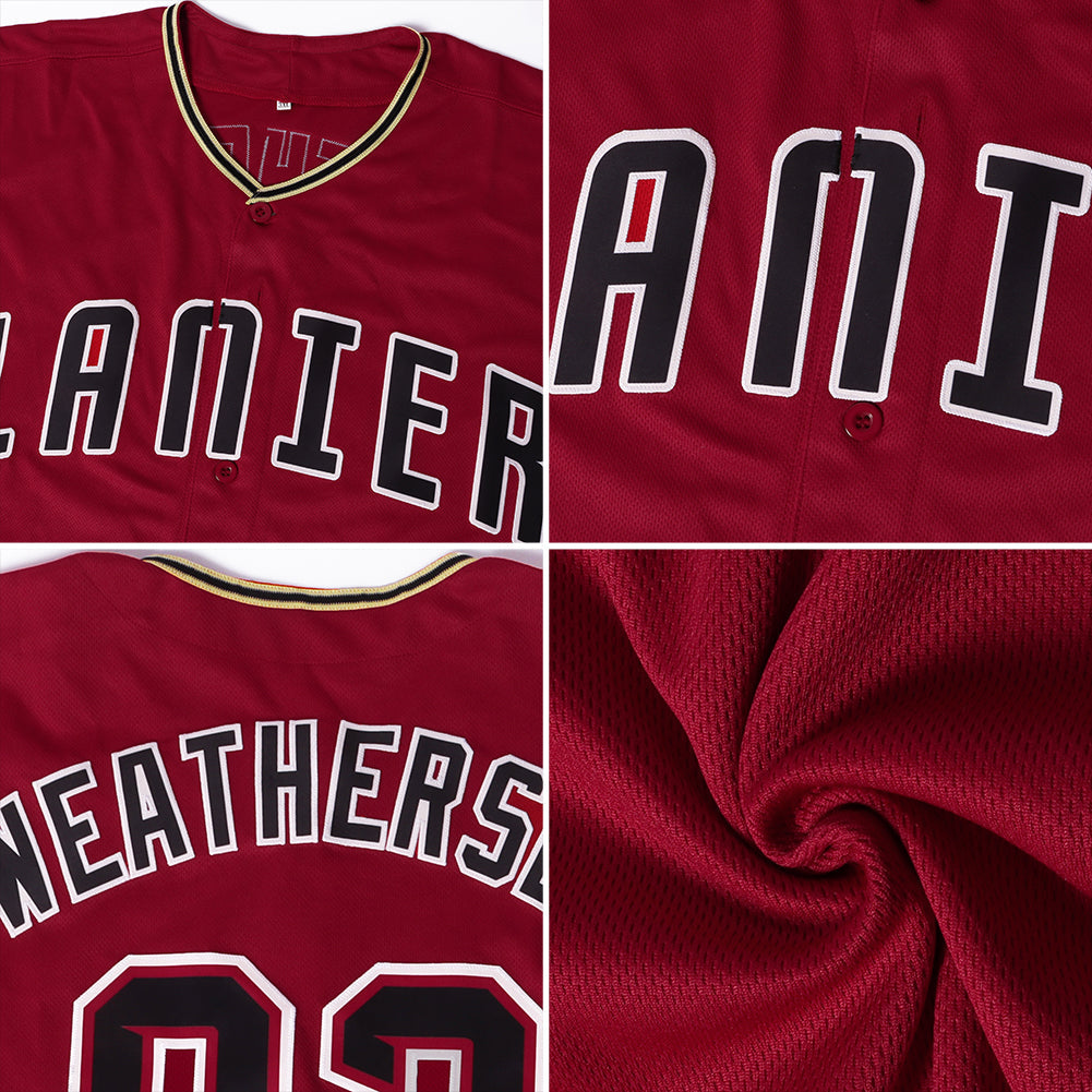 Custom Crimson Black-City Cream Authentic Baseball Jersey view 6