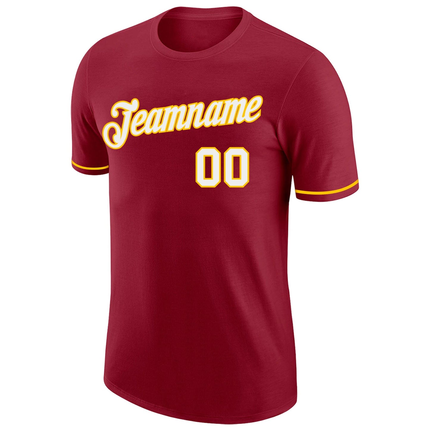 Custom Crimson White-Gold Performance T-Shirt view 5