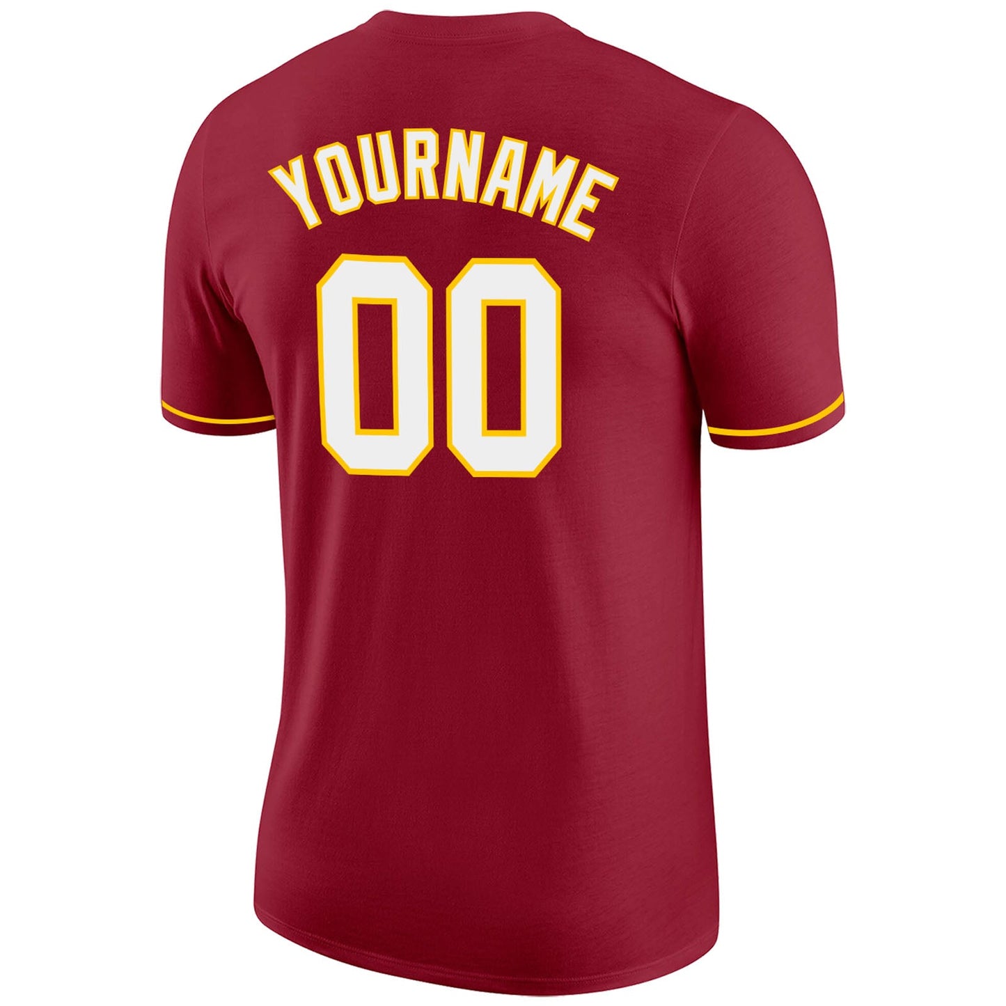 Custom Crimson White-Gold Performance T-Shirt view 6