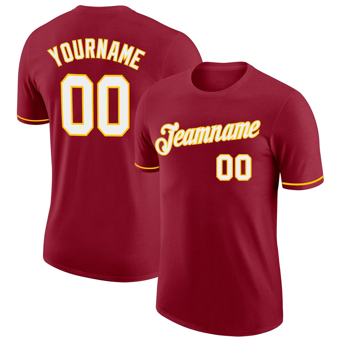 Custom Crimson White-Gold Performance T-Shirt - Main View