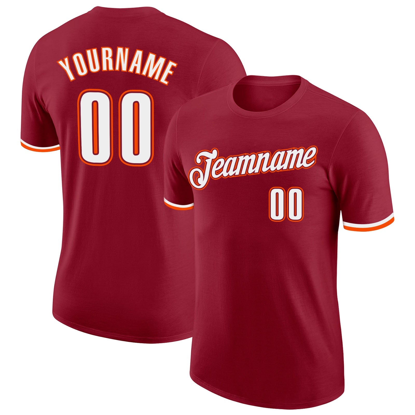 Custom Crimson White-Orange Performance T-Shirt - Main View