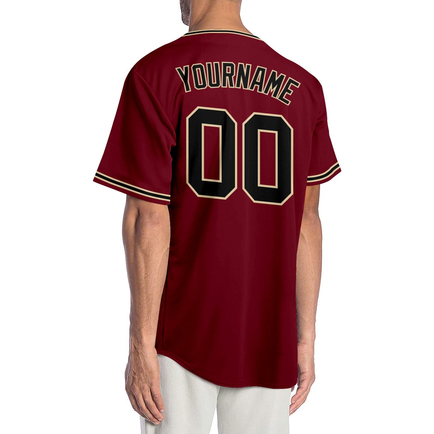 Custom Crimson Black-City Cream Authentic Baseball Jersey view 2