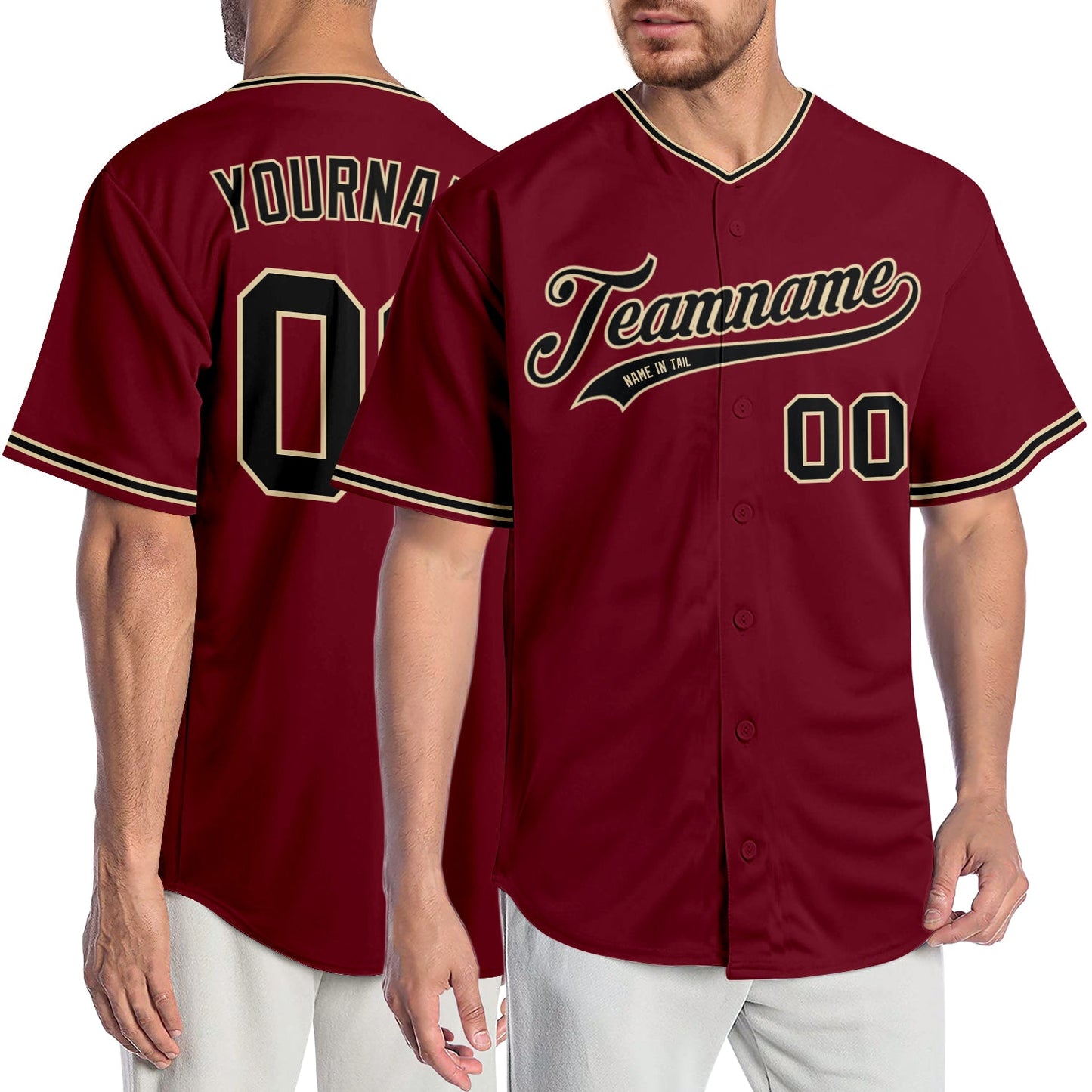 Custom Crimson Black-City Cream Authentic Baseball Jersey - Main View