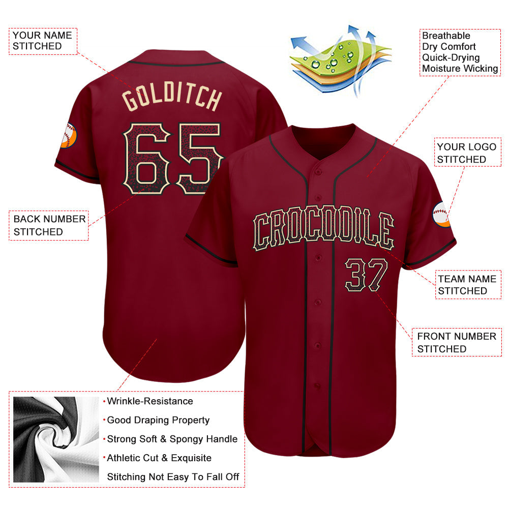 Custom Crimson Black-Cream Authentic Drift Fashion Baseball Jersey view 3