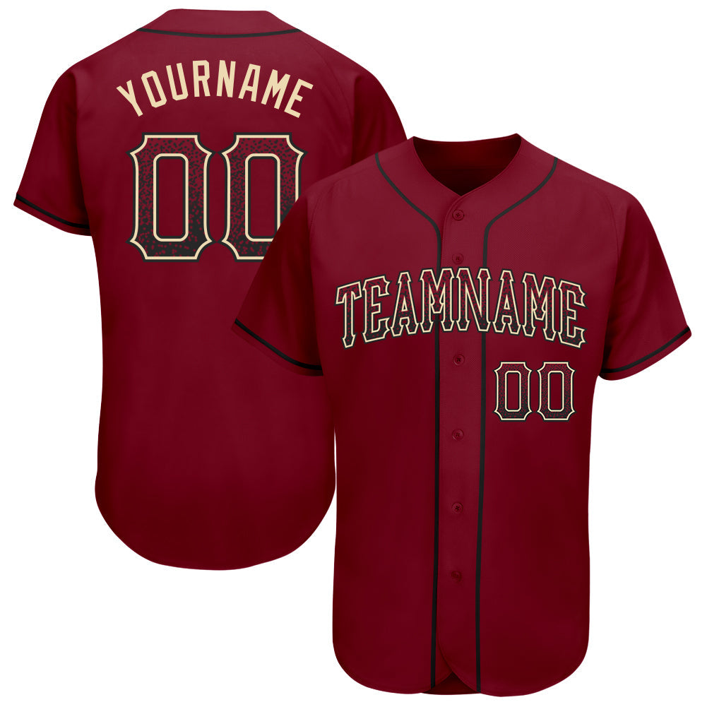 Custom Crimson Black-Cream Authentic Drift Fashion Baseball Jersey - Main View