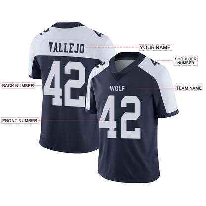Custom D.Cowboys Stitched American Football Jerseys Personalize Birthday Gifts Navy Jersey view 2