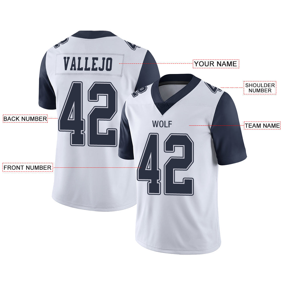 Custom D.Cowboys Stitched American Football Jerseys Personalize Birthday Gifts White Jersey view 2