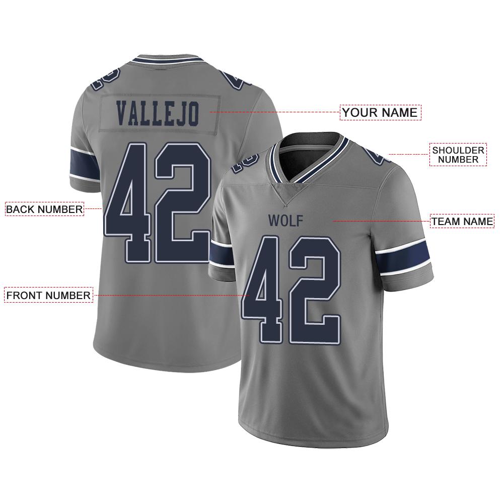 Custom D.Cowboys American Men's Youth And Women Stitched Grey Football Jerseys Personalize Birthday Gifts Jerseys view 2
