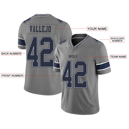 Custom D.Cowboys Stitched American Football Jerseys Personalize Birthday Gifts Grey Jersey view 2