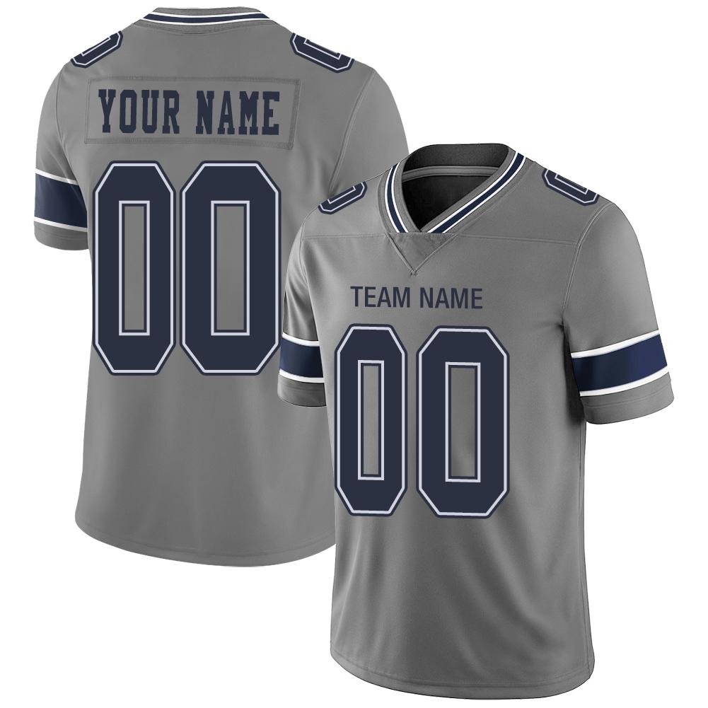 Custom D.Cowboys American Men's Youth And Women Stitched Grey Football Jerseys Personalize Birthday Gifts Jerseys - Main View