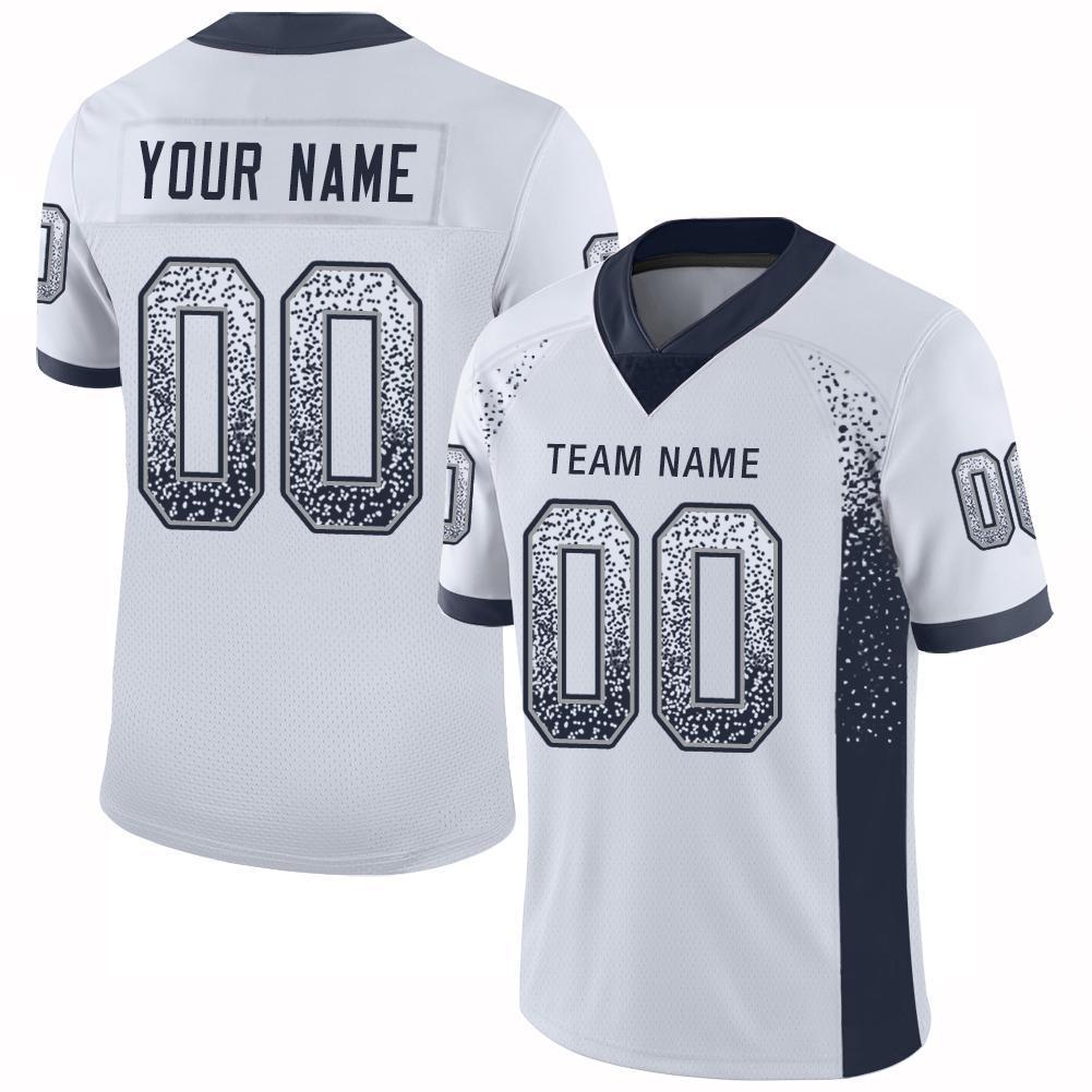 Custom White Navy-Gray Drift Fashion Football Jersey - Main View