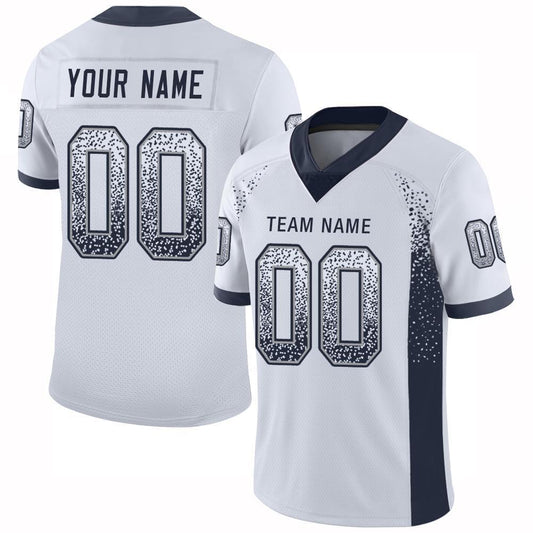 Custom White Navy-Gray Drift Fashion Football Jersey - Main View