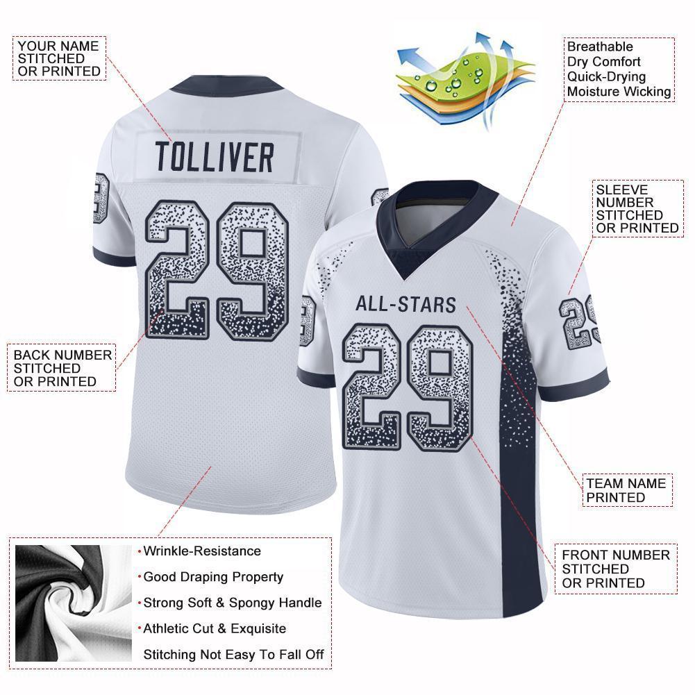 Custom White Navy-Gray Drift Fashion Football Jersey view 3