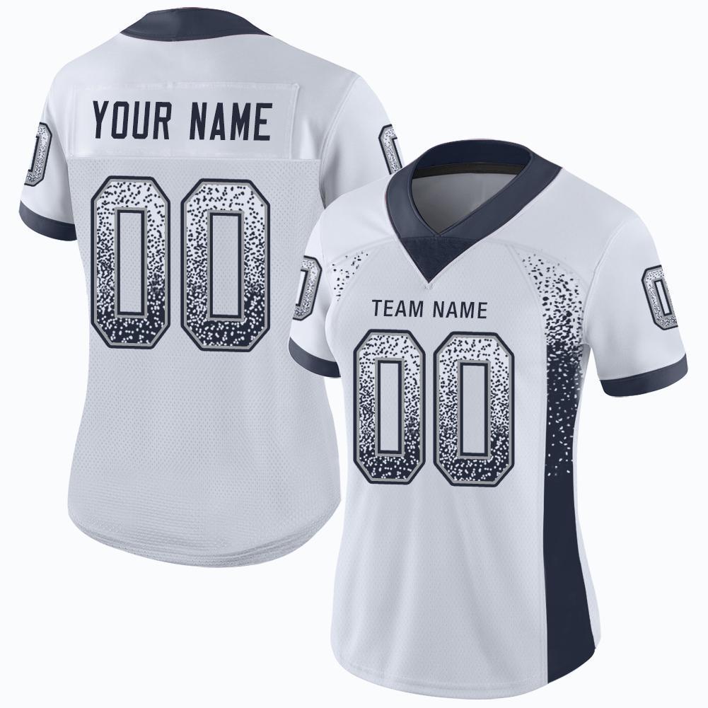 Custom White Navy-Gray Drift Fashion Football Jersey view 2