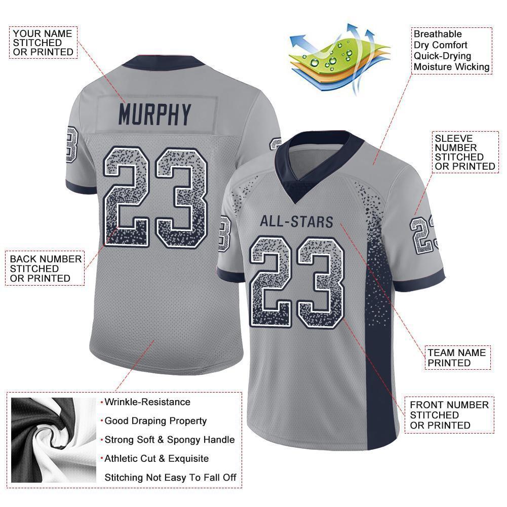 Custom Light Gray Navy-White Drift Fashion Football Jersey view 3