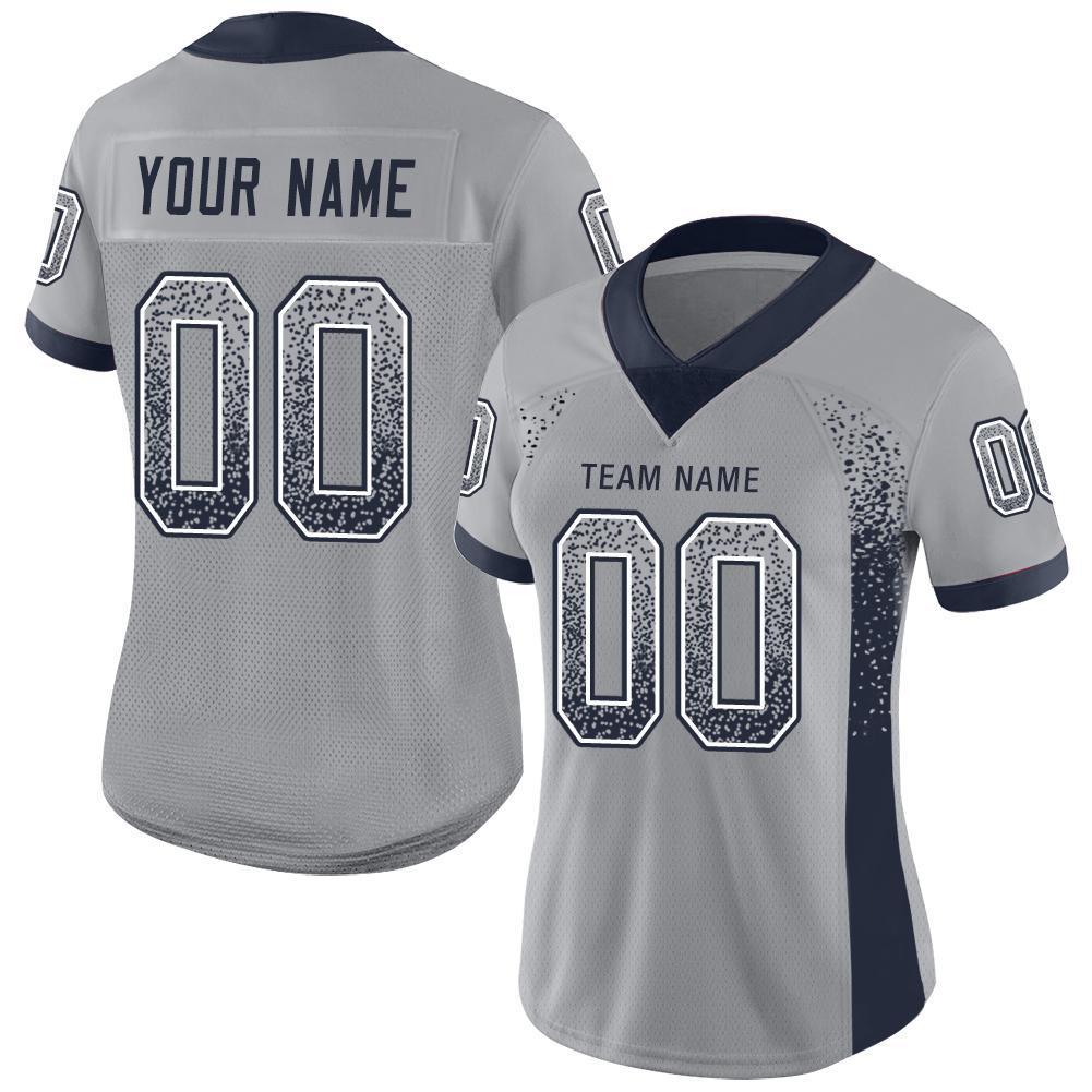 Custom Light Gray Navy-White Drift Fashion Football Jersey view 2