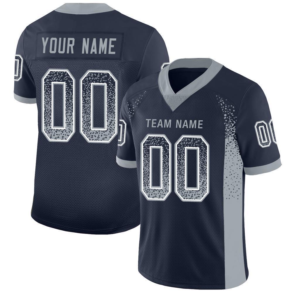 Custom Navy Light Gray-White Drift Fashion Football Jersey - Main View