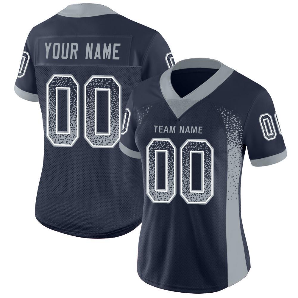 Custom Navy Light Gray-White Drift Fashion Football Jersey view 2