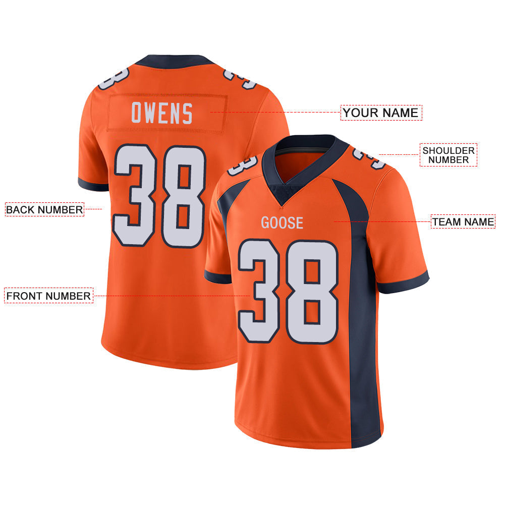 Custom D.Broncos Stitched American Football Jerseys Personalize Birthday Gifts Orange Jersey view 2