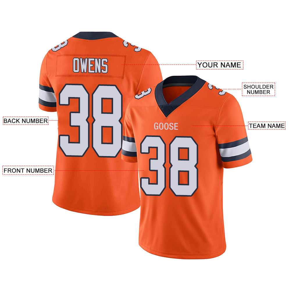 Custom D.Broncos Stitched American Football Jerseys Personalize Birthday Gifts Orange Jersey view 2