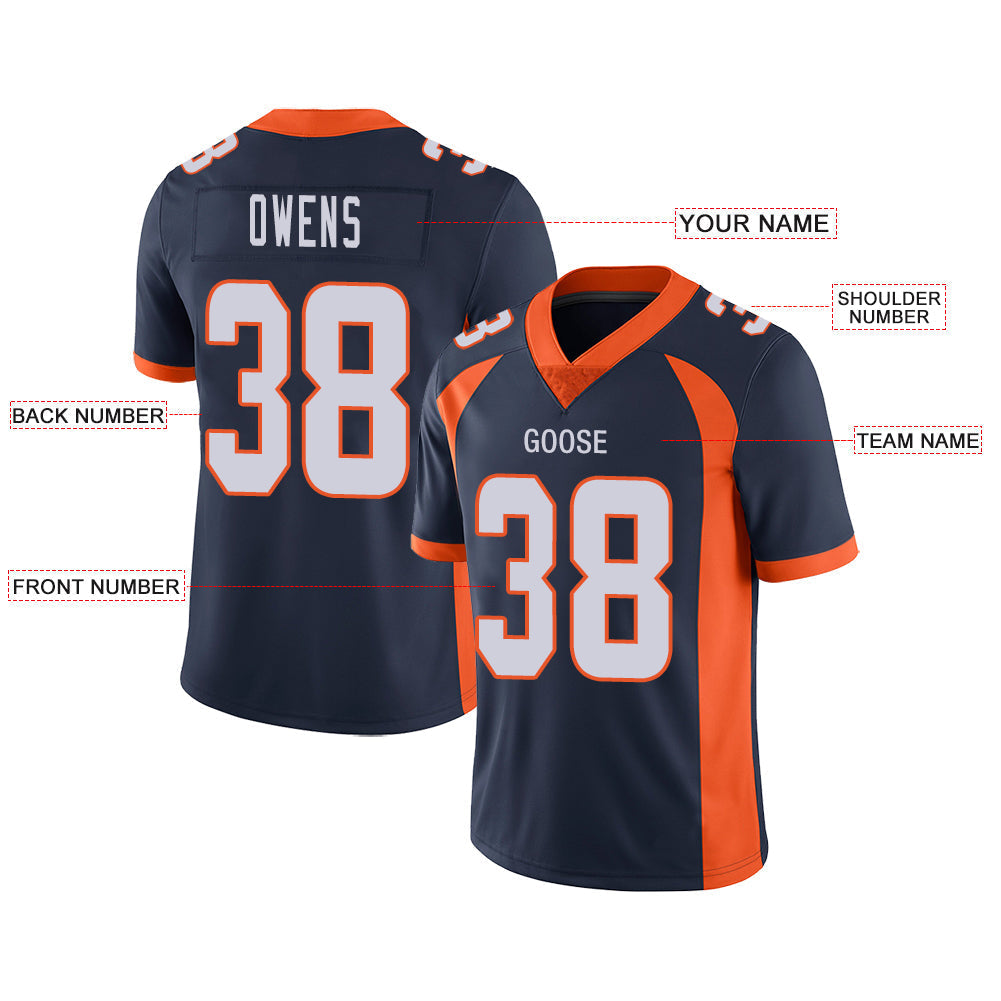 Custom D.Broncos Stitched American Football Jerseys Personalize Birthday Gifts Navy Jersey view 2