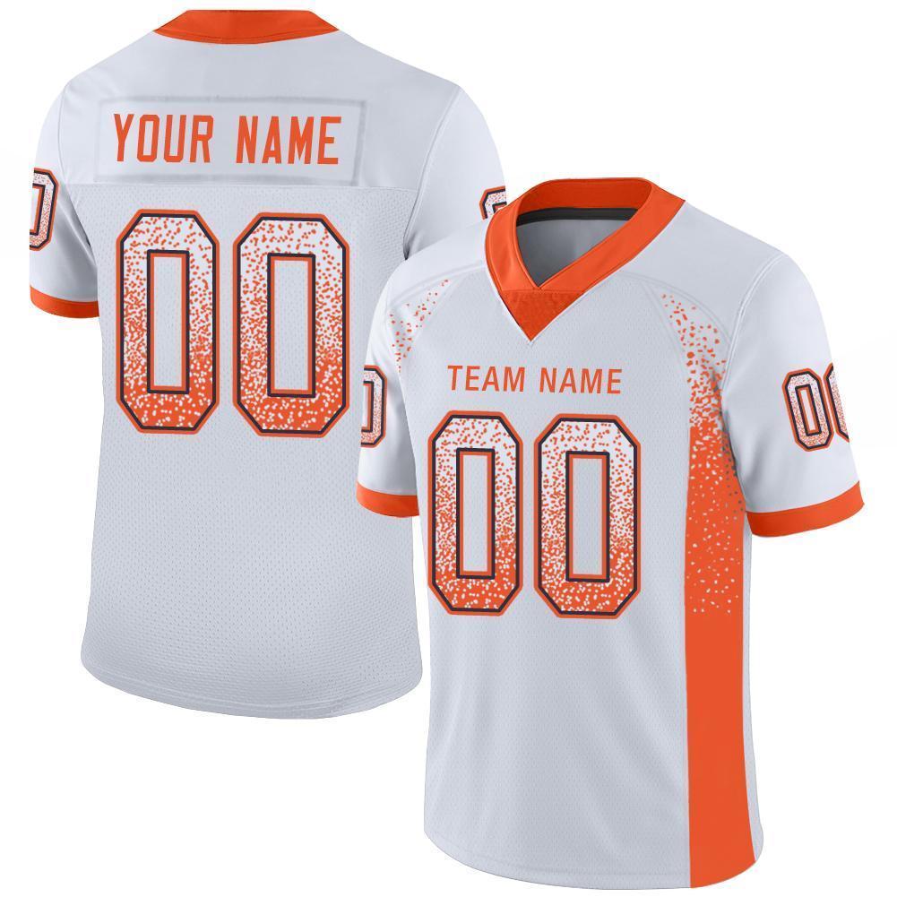Custom White Orange-Navy Drift Fashion Football Jersey - Main View