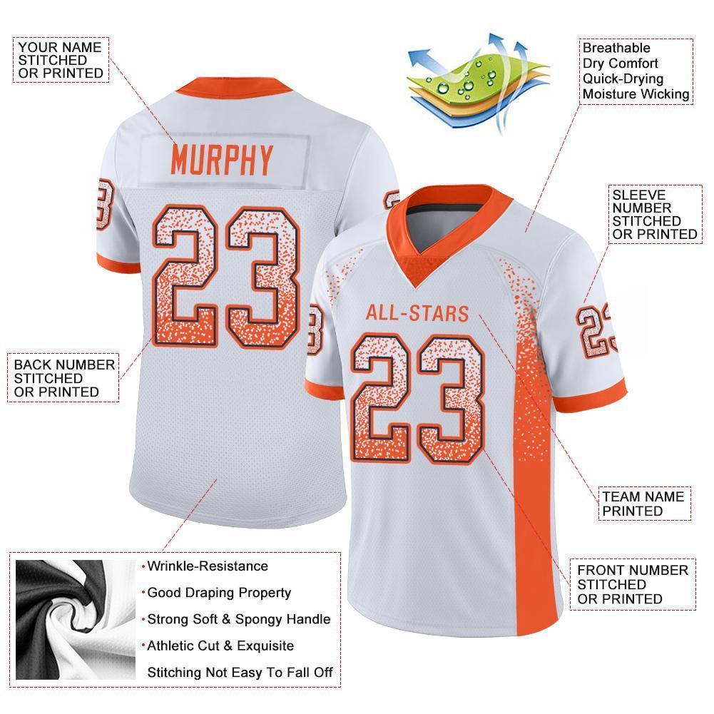 Custom White Orange-Navy Drift Fashion Football Jersey view 3