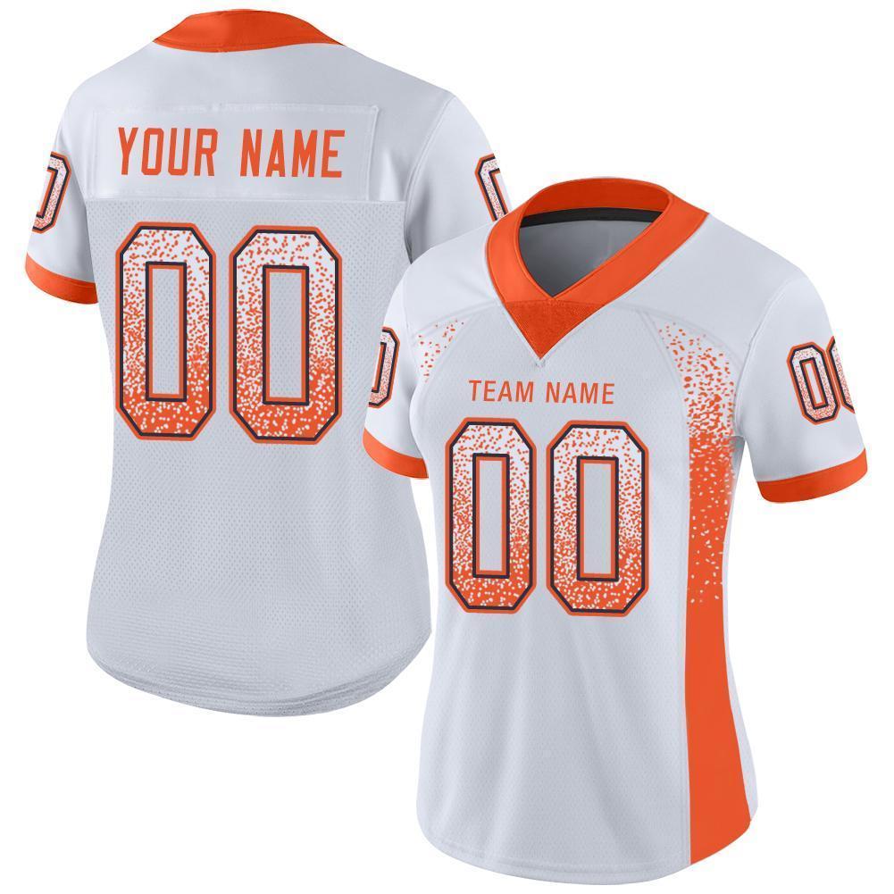 Custom White Orange-Navy Drift Fashion Football Jersey view 2