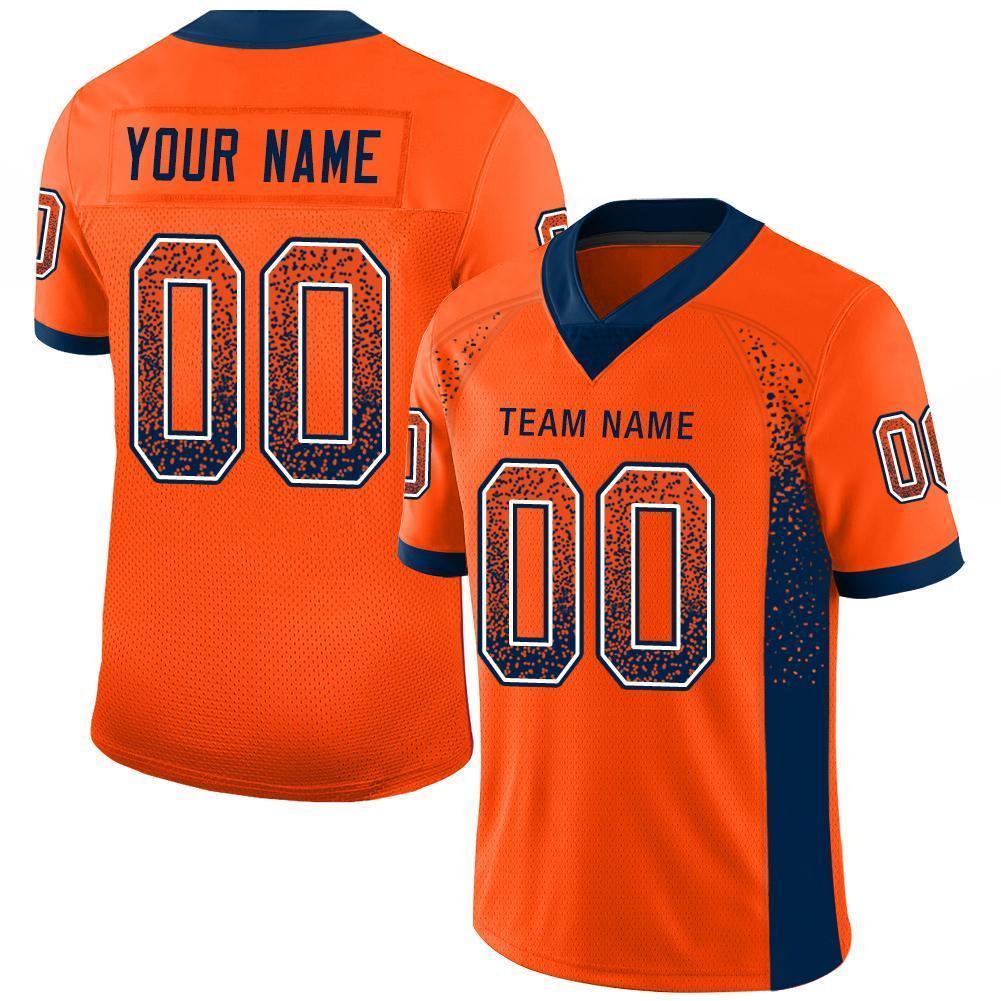 Custom Orange Navy-White Drift Fashion Football Jersey - Main View