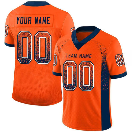 Custom Orange Navy-White Drift Fashion Football Jersey - Main View